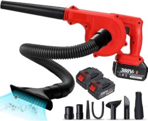 BZBZB Souffleurs et aspirateurs électriques 2 en 1, souffleur de Jardin léger avec 2 Batteries 21 V et Chargeur, têtes de Travail Multiples, pour Le Nettoyage de la
