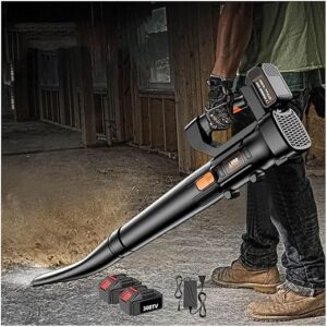 Souffleur d'air sans fil, souffleur de feuilles alimenté 21 V, souffleur de feuilles et aspirateur sans fil léger de 2 000 W avec moteur tout en cuivre de 17 500 tr/min pour...