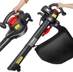 Souffleur de feuilles sans fil, souffleurs et aspirateurs de feuilles de jardin 2 en 1 avec réglage à 6 vitesses, collecteur de feuilles alimenté par batterie 40 V avec sac de...